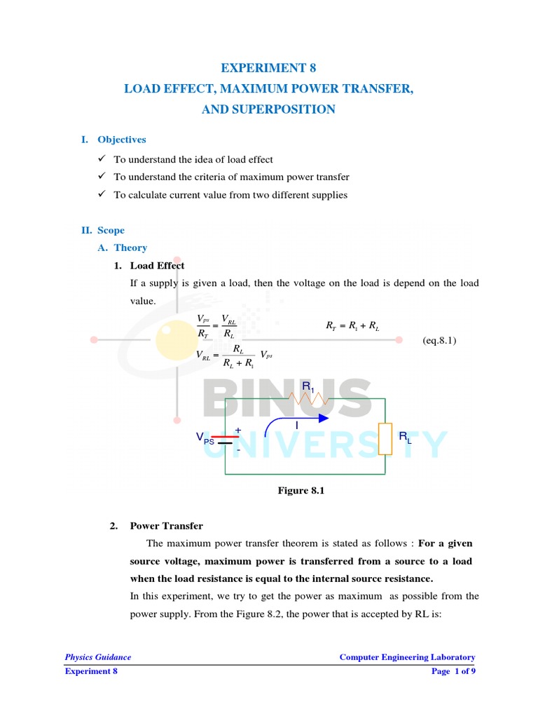 Load Effect and Power Transfer Experiment | PDF | Electrical Network ...