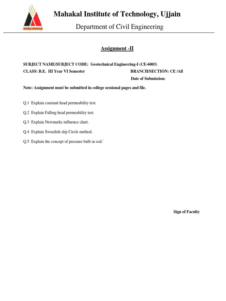 Geotechnical Engineering Assignment II | PDF