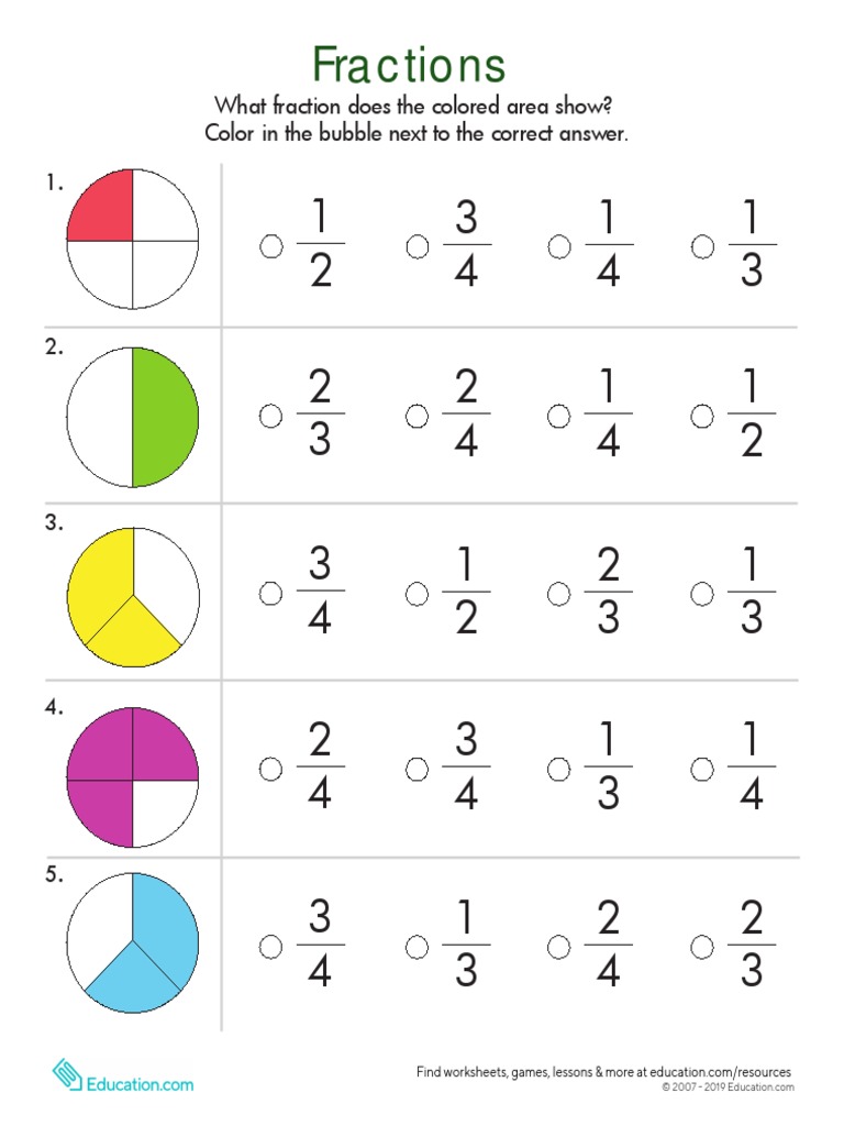 Fractions Quiz PDF
