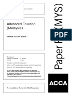 Advanced Taxation (Malaysia) : Professional Pilot Paper - Options Module