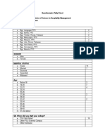 Questionnaire Tally Sheet With Data Interpretation