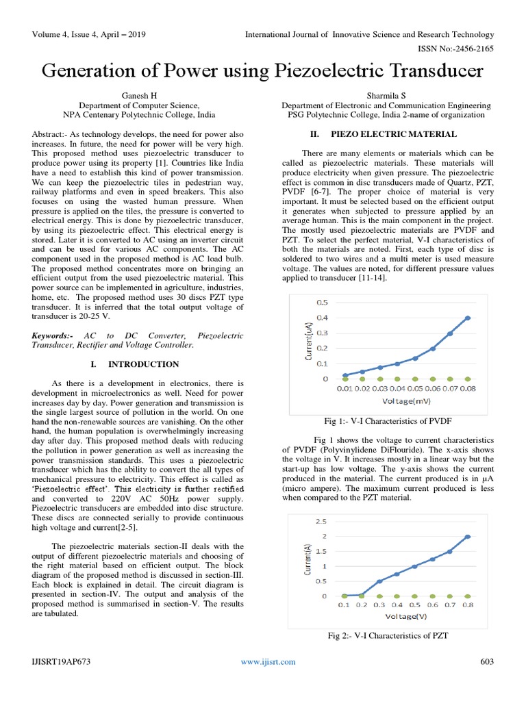 Generation of Power Using Piezoelectric Transducer | PDF | Direct ...