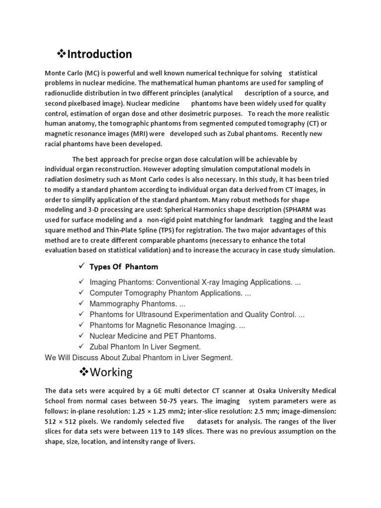 Introduction Types Of Phantom Pdf Medical Imaging Tomography