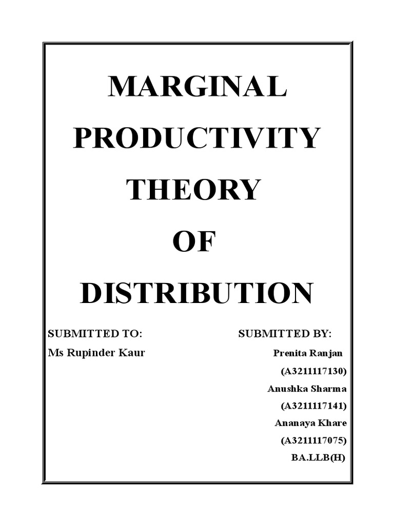 Marginal Productivity Theory Explained | PDF | Labour Economics ...