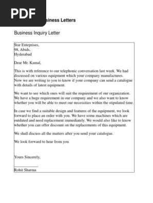 Sample of Business Letter