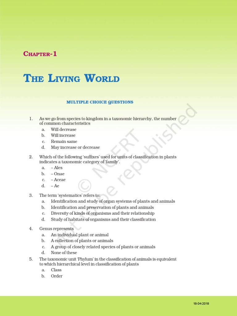 Class 9 Bio 1 PDF | PDF | Taxonomy (Biology) | Species