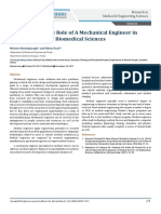The Possible Role of A Mechanical Engineer in Biomedical Sciences