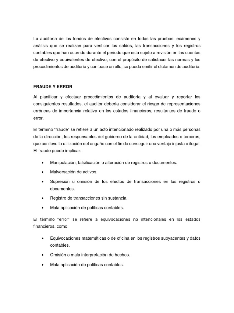 Fraude y Error en Auditoría Financiera | PDF | Auditoría | Contabilidad