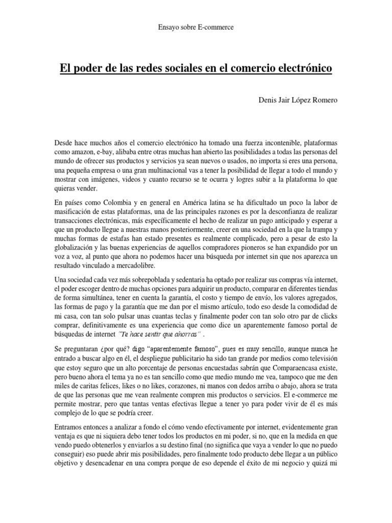 El Poder de Las Redes Sociales en El Comercio Electrónico | PDF ...