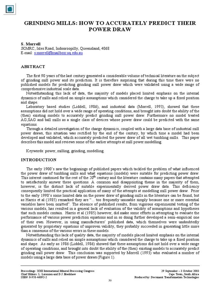 Calculation of Power Draw of Tumbling Mills PDF Mill (Grinding