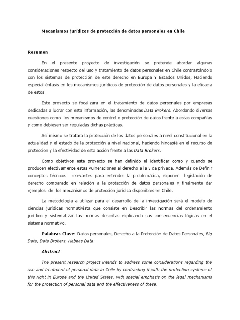Protección de Datos Personales en Chile | PDF | Derecho Constitucional ...