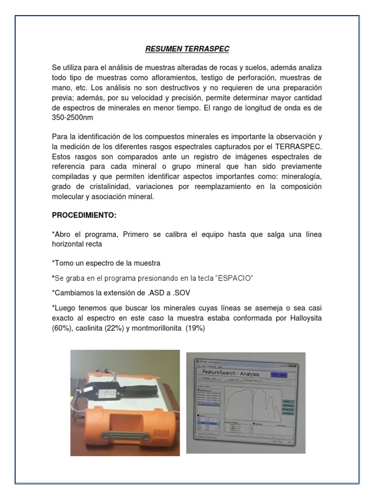 Análisis Espectral con TERRASPEC y PIMA | PDF | Minerales | Densidad ...