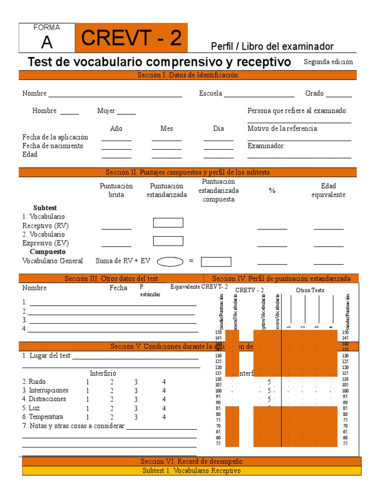 Test CREVT-2: Vocabulario en Español | PDF | Té | Alimentos