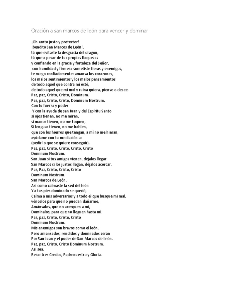 The Ultimate Guide To The Oracion San Marcos De Leon Everything You Need To Know - 656sbds
