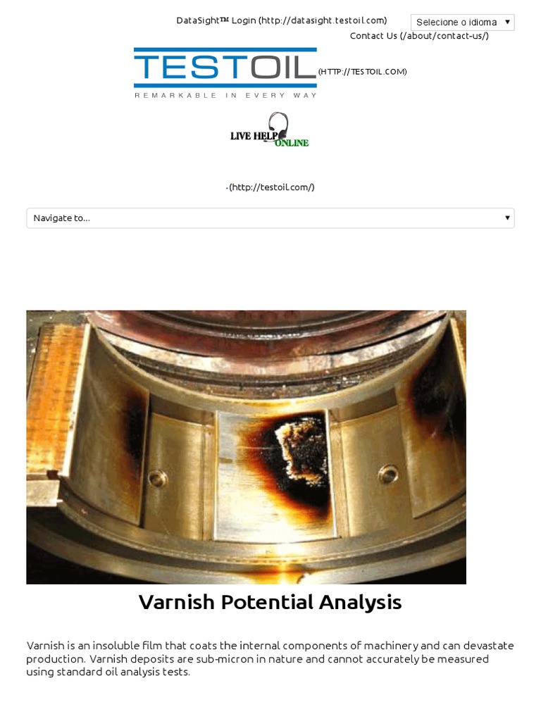 Varnish Potential Analysis TestOilTestOil PDF Lubricant Motor Oil