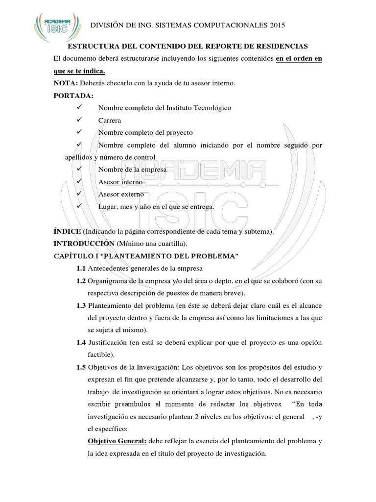 Estructura de Residencia Profesional Itsvc-Isic | PDF | Teoría | Método ...
