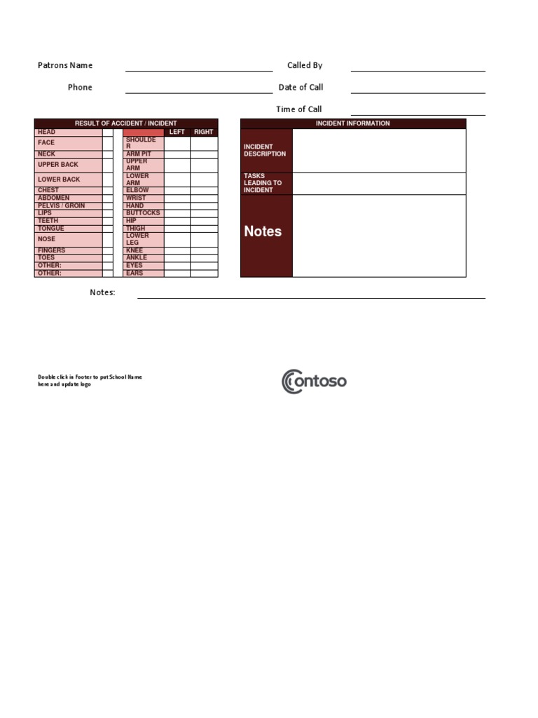 Notes: Patrons Name Called by Phone Date of Call Time of Call | PDF