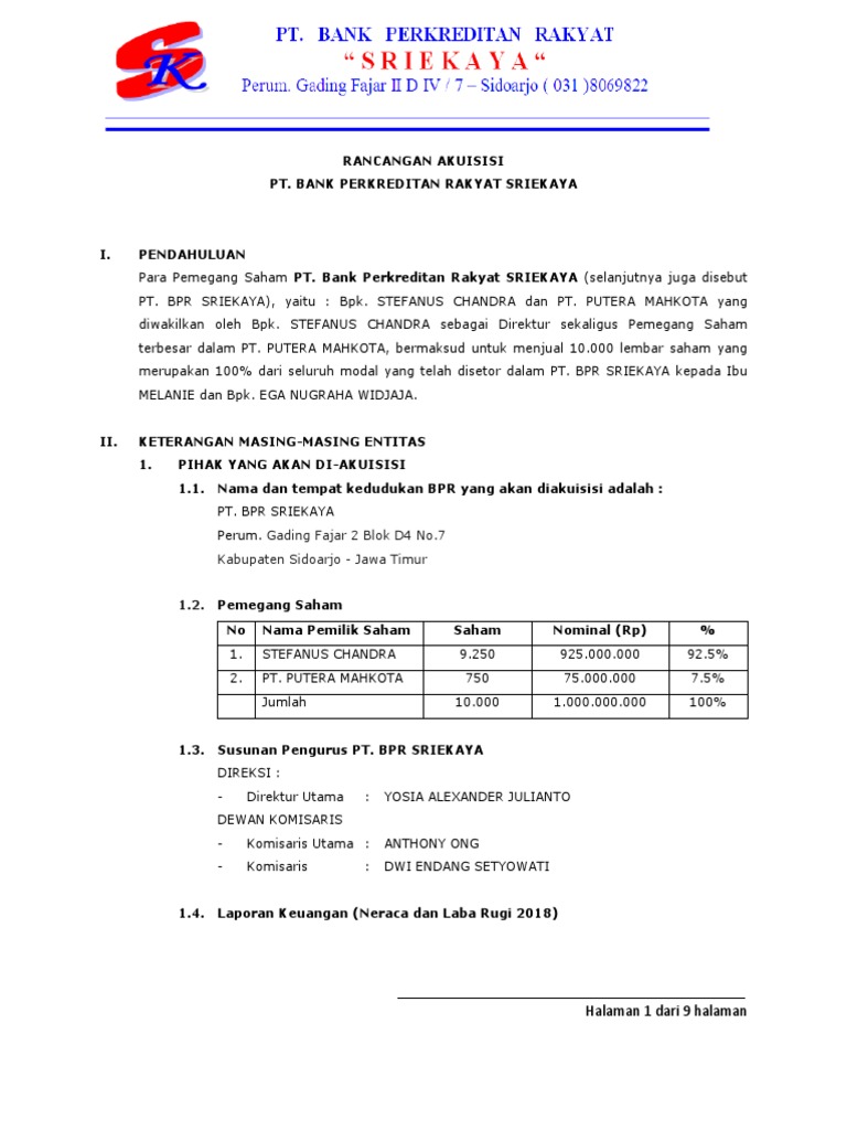 Rancangan Akuisisi BPR