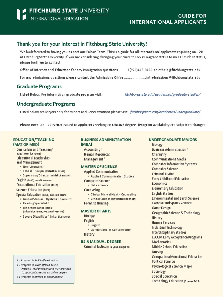 International Admissions Guide for Fitchburg | PDF | Graduate School ...
