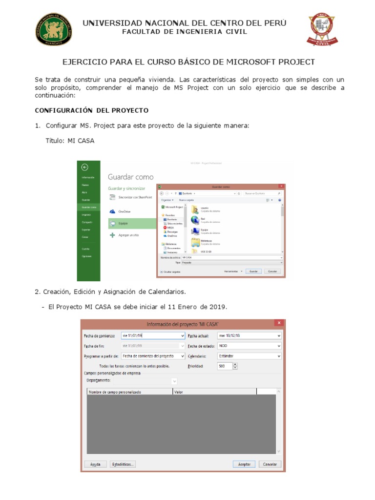 Ejercicio Básico de MS Project: Mi Casa | PDF | Calendario | Ingeniería