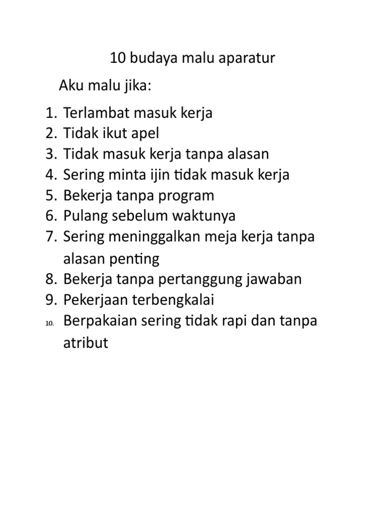 Pejabat Pemerintah dengan Budaya Malu