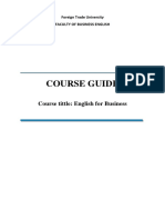 Course Guide: Course Tittle: English For Business