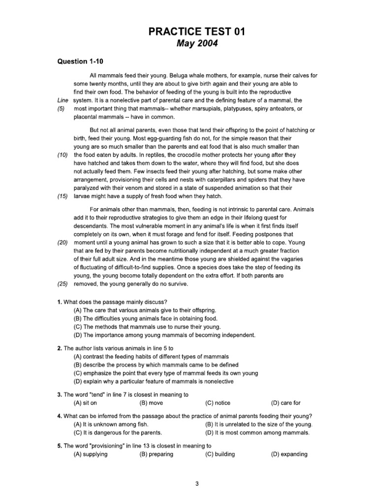 A Collection of TOEFL Reading Comprehension PDF