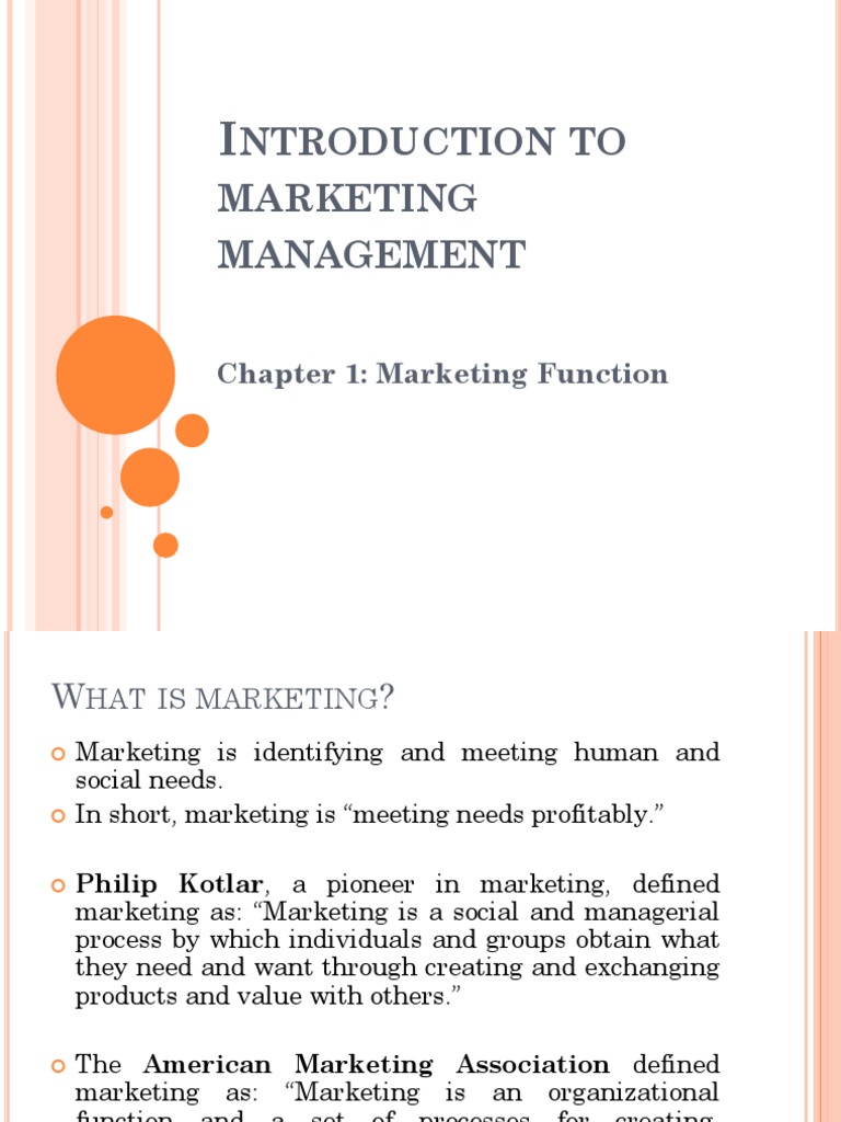 Introduction to Marketing Management | PDF | Sales | Marketing