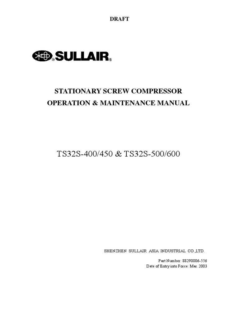 TS32S Air Compressor Manual PDF Machines Mechanical Engineering