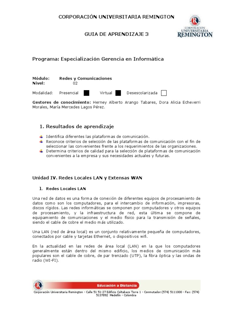 Guía de Redes LAN y WAN en Informática | PDF | Red de área amplia | Red ...