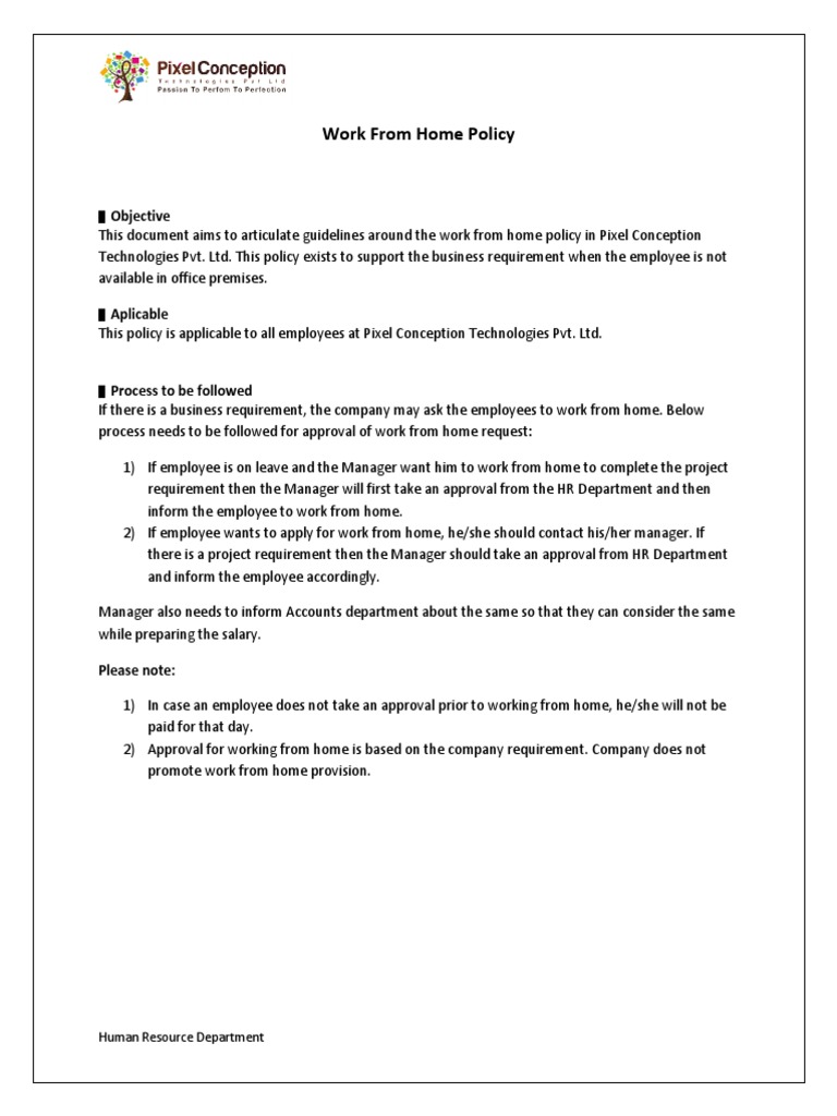 Work From Home Policy