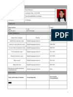 Name and Location of Institute Faculty/Specialty Year Entered Year Graduated