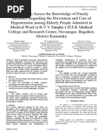 A Study to Assess the Knowledge of Family Members Regarding the Prevention and Care of Hypertension among Elderly People Admitted in Medical Ward at B.V.V Sangha’s H.S.K Medical College and Research Center, Navanagar, Bagalkot, District Karnataka