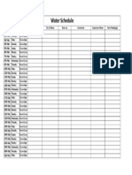 Water Schedule: Day Timings Division No of Valves Row Nos Comments Supervisor Name Farm Head (Sign)