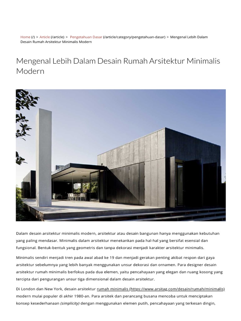 Rumah Minimalis Modern Https Wwwarsitagcom Article Mengenal Lebih