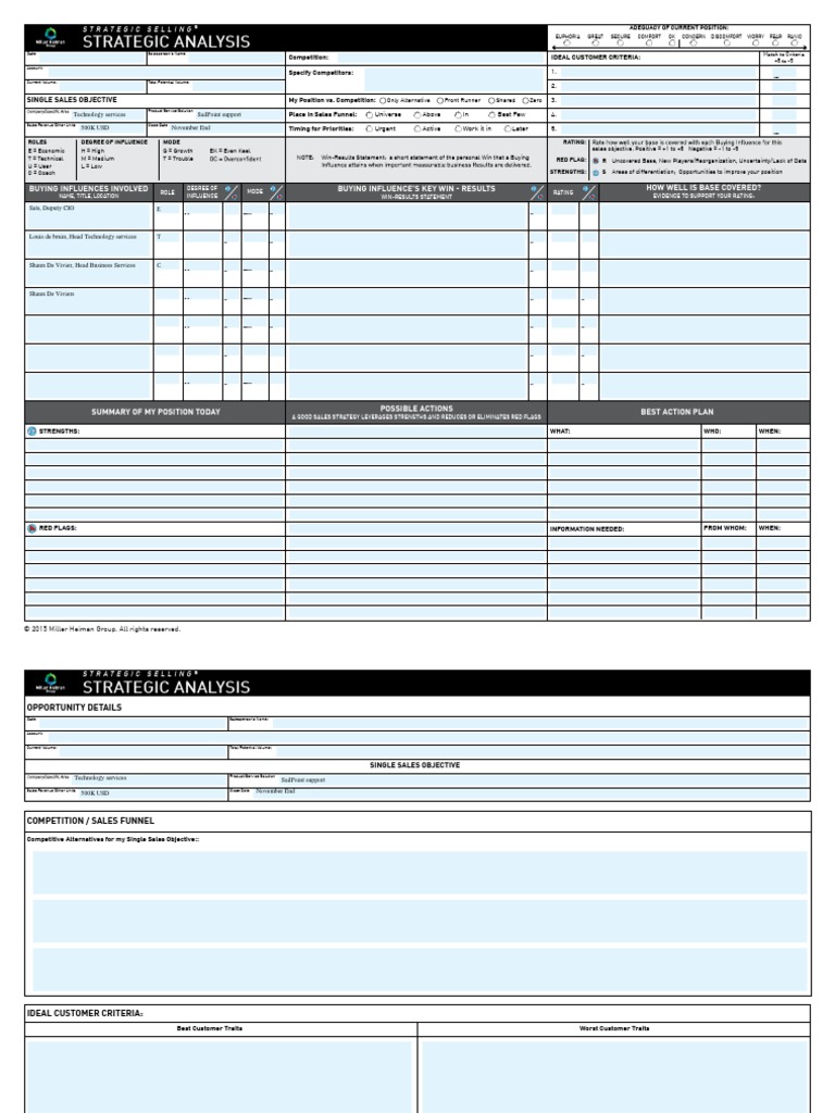 Miller Heiman Strategic Selling Blue Sheet