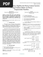 Alternative Fuzzy Algebra for Fuzzy Linear System Using Cramers Rules on Fuzzy Trapozoidal Number