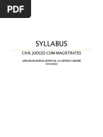 Syllabus for Civil Judges on Contract Act, Family Laws and Civil Procedure