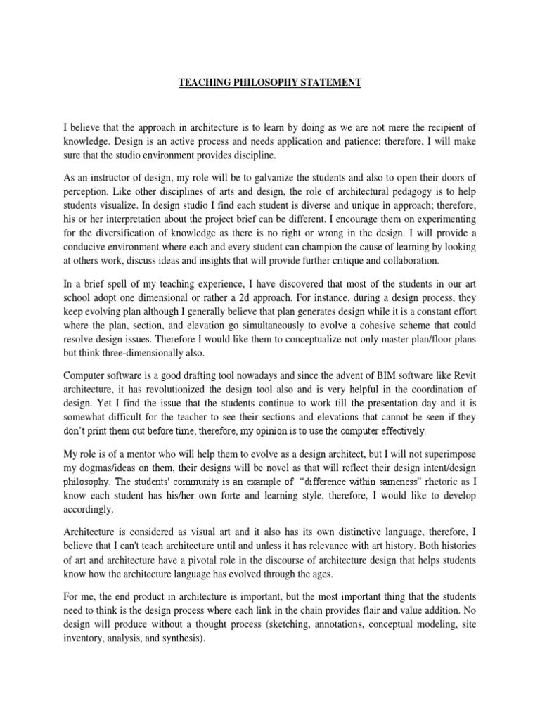Teaching Philosophy Statement  PDF  Design  Cognitive Science