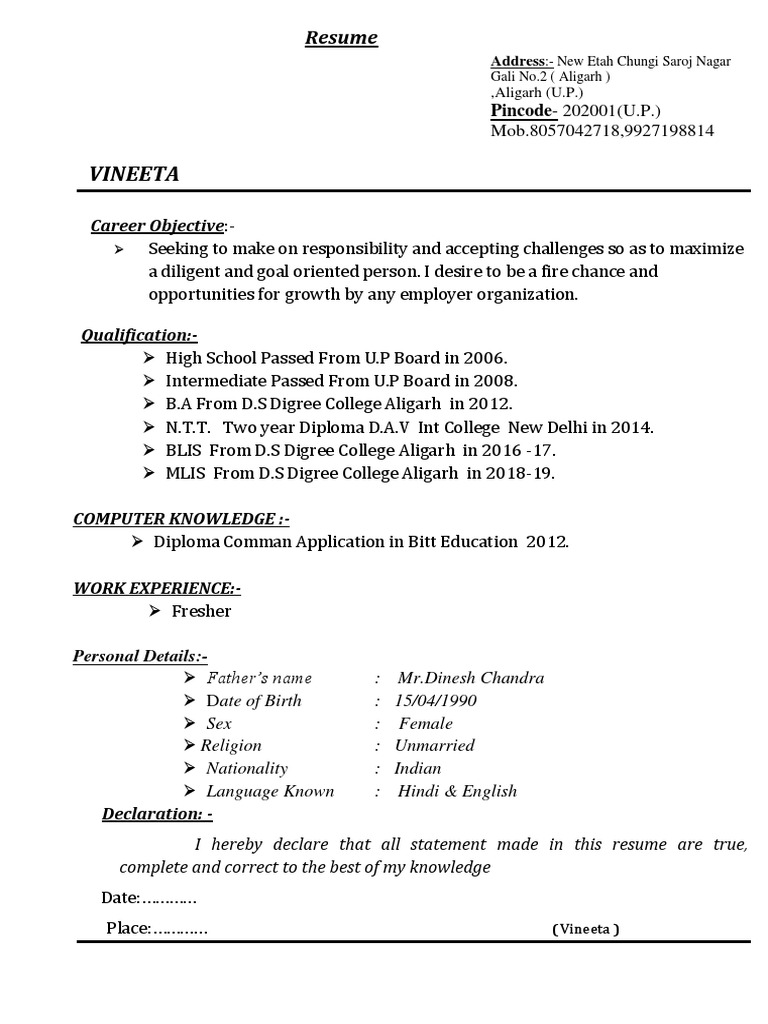 Resume For Job and Etc | PDF