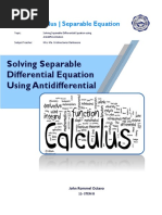 Solving Separable Differential Equation Using Antidifferential