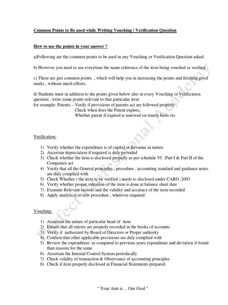 25 Common Points On Vouching Verification PDF | PDF