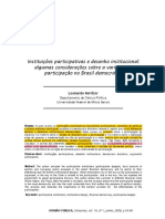 AVRITZER, Leonardo. Instituições Participativas e Desenho Institucional