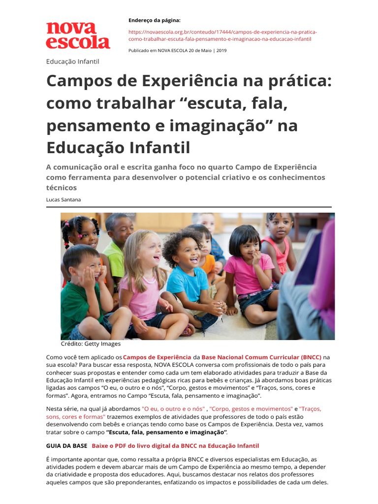 Atividades De Escuta Fala Pensamento E Imaginação