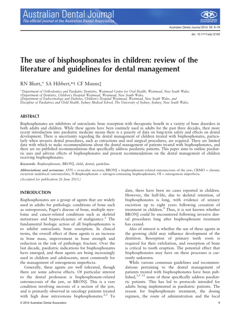 The Use of Bisphosphonates in Children. Review of The Literature and