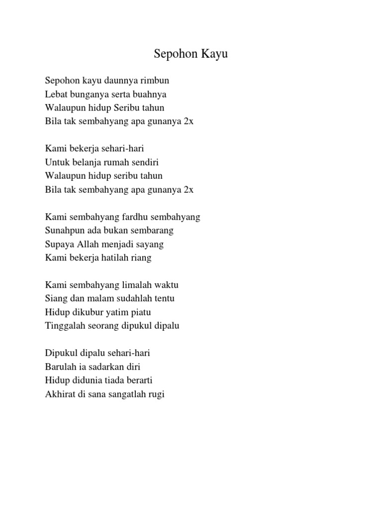 Sepohon Kayu Daunnya Rimbun Lyrics By Saujana Sepohon Kayu Daunnya Rimbun