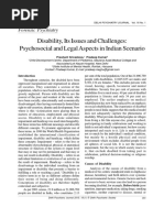 Disability, Its Issues and Challenges: Psychosocial and Legal Aspects in Indian Scenario