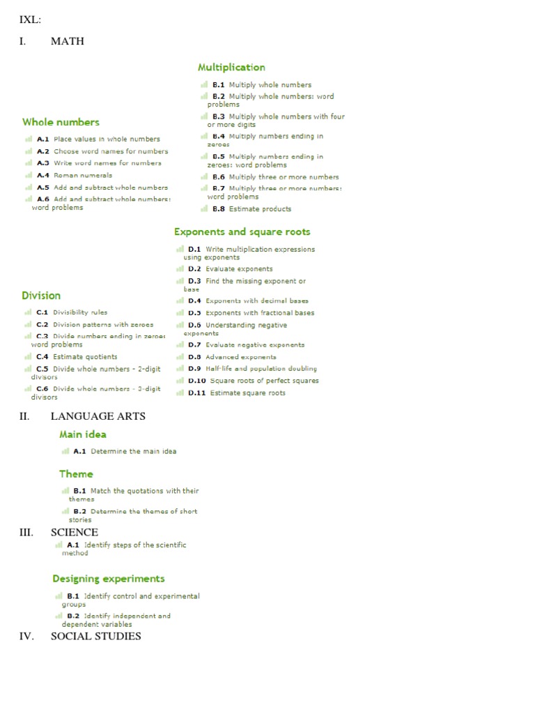 IXL Subject Overview: Math, Language Arts, Science, Social Studies ...