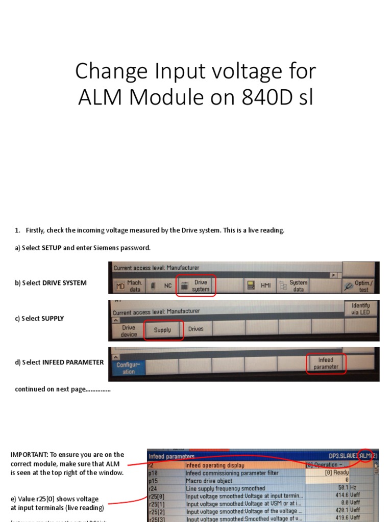 Procedure To Change Input Voltage For Siemens ALM 840D PDF
