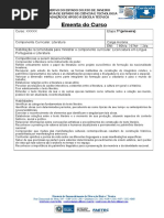 Ementa Para a 1ª Etapa de Literatura
